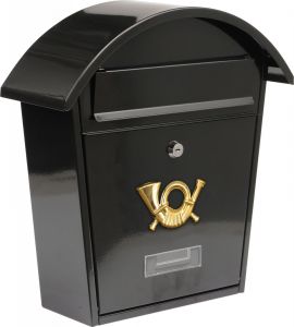 Poštovní schránka s oblou stříškou 380x320x105 mm | černá, hnědá, šedá