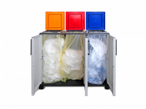 Plastová skříňka na třídění odpadu tříkřídlová