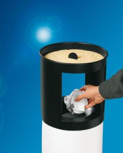 Venkovní odpadkový koš samozhášecí Hailo s popelníkem ProfiLine Care 40 litrů | stříbrošedý 0940-402