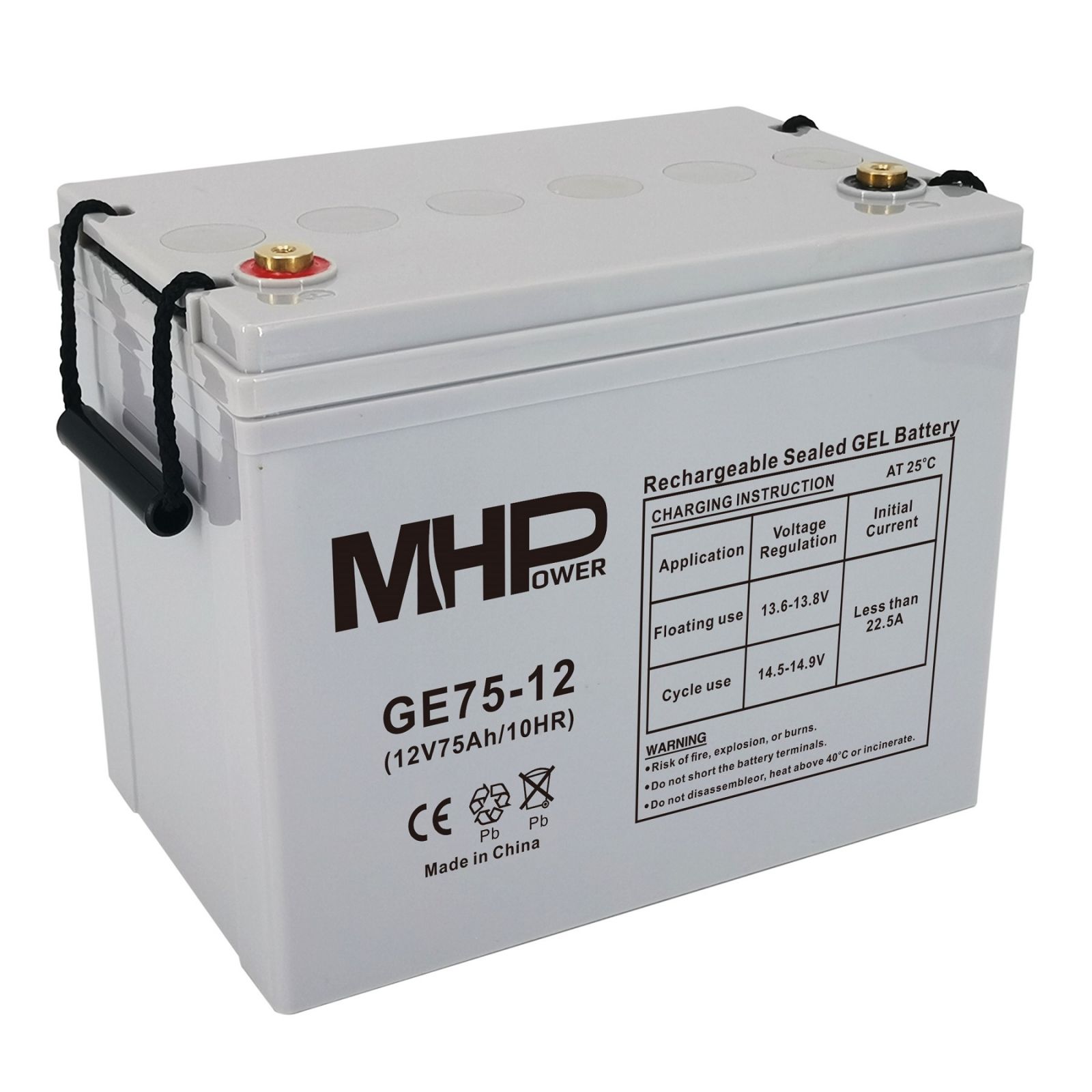 Baterie MHPower GE75-12 GEL, 12V/75Ah, T1-M6, Deep Cycle