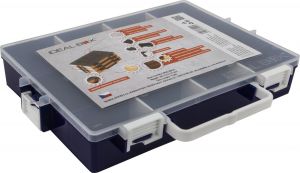 Plastový organizér IDEAL BOX XL | Transparentní/tmavě modrá, Červená/bílá, Khaki/transparentní, Světle modrá/transparentní